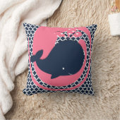 Schavenwalvis op het Sierkussen van Roze en Navy (Deken)