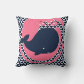 Schavenwalvis op het Sierkussen van Roze en Navy (Achterkant)