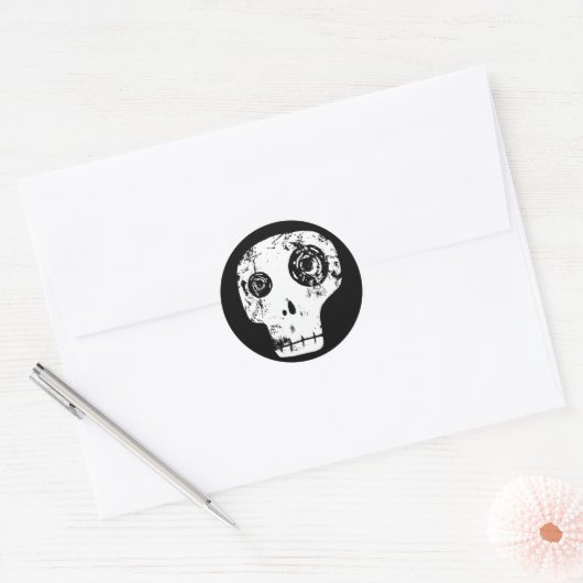 schedel 13 ronde sticker (Envelop)