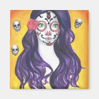 Schedel - 2 inch vierkante magneet