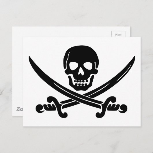 schedel-307778 schedel met zwarte omtrek van een briefkaart (Voorkant / Achterkant)