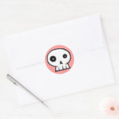 Schedel 9-roze ronde sticker (Envelop)