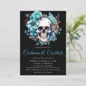 Schedel Adult Kostuums & Cocktail Halloween Party Kaart (Staand voorkant)