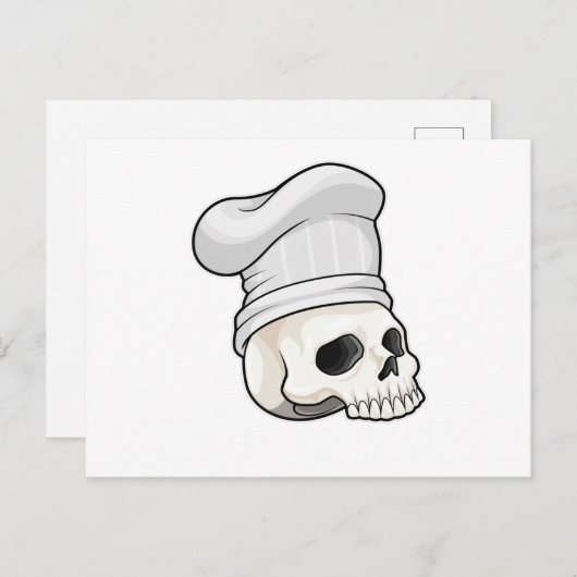 Schedel als kok met koksmuts briefkaart (Voorkant / Achterkant)