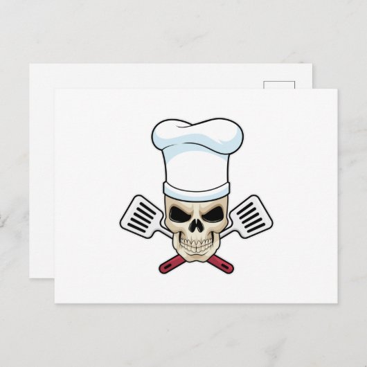 Schedel als kok met kookmuts briefkaart (Voorkant / Achterkant)