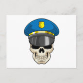 Schedel als politieagent met politiehoed briefkaart (Voorkant)