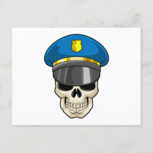 Schedel als politieagent met politiepet briefkaart