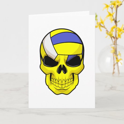 Schedel als Volleybalspeler met volleybal Kaart (Gele Bloem)