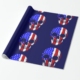 Schedel Amerikaanse vlag Skeleton Patriotisch Cadeaupapier