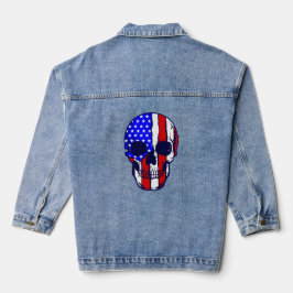 Schedel Amerikaanse vlag Skeleton Patriotisch Denim Jacket