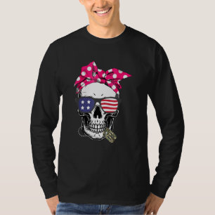 Schedel Amerikaanse vlag Veteraan Dag Skelet Milit T-shirt