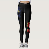 Schedel Australische vlag zwart Leggings (Voorkant)