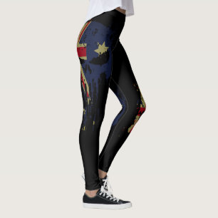 Schedel Australische vlag zwart Leggings