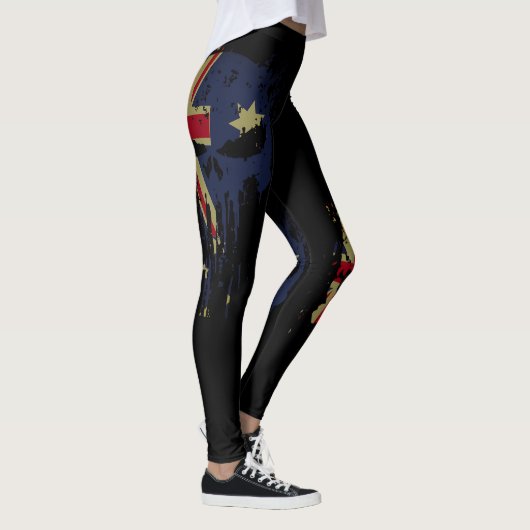 Schedel Australische vlag zwart Leggings (Rechts)