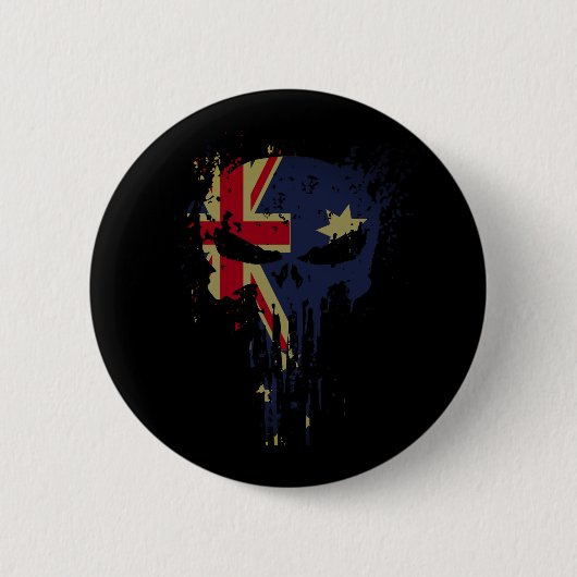 Schedel Australische vlag zwart Ronde Button 5,7 Cm (Voorkant)