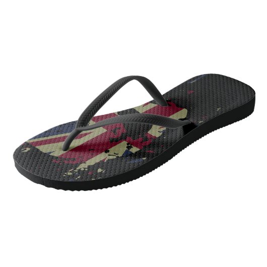 Schedel Australische vlag zwart Teenslippers (Schuin)