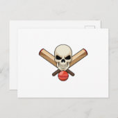 Schedel bij Cricket met cricketbat Briefkaart (Voorkant / Achterkant)
