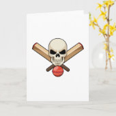 Schedel bij cricket met cricketbat kaart (Gele Bloem)