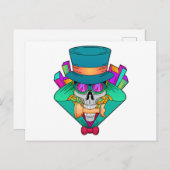 Schedel bij schaken met schaakstuk Toren Briefkaart (Voorkant / Achterkant)