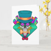 Schedel bij schaken met schaakstuk Toren Kaart (Gele Bloem)