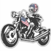 Schedel Biker met Amerikaanse vlag Sticker (Voorkant)