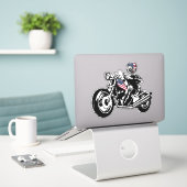 Schedel Biker met Amerikaanse vlag Sticker (Laptop op bureau)