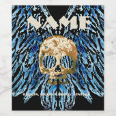 Schedel blauw, aangepaste wijnmakerij labels wijn etiket (Enkel label)