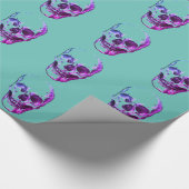 Schedel blauw cadeaupapier (Hoek)