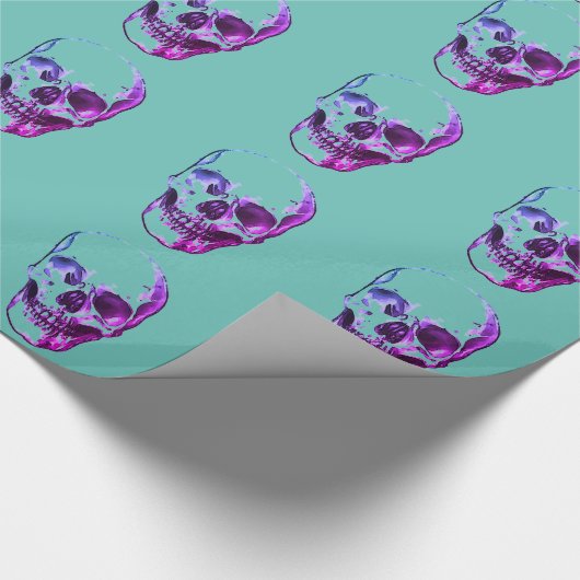 Schedel blauw cadeaupapier (Hoek)