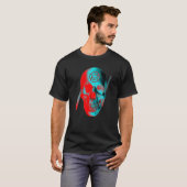 Schedel Blauw Rood T-shirt (Voorkant volledig)