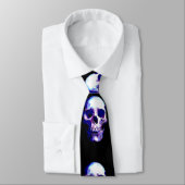 Schedel Blauw & Zwart Kunstwerk Stropdas (Gebonden)