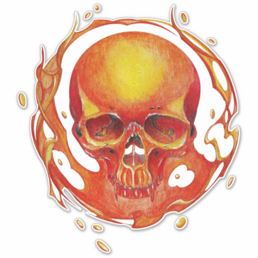 schedel Blaze vuur Sticker (Voorkant)
