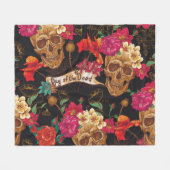 Schedel Bloemen Dag Dode Achtergrond Fleece Deken (Voorkant (Horizontaal))