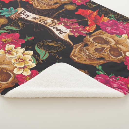 Schedel Bloemen Dag Dode Achtergrond Sherpa Deken (3/4)