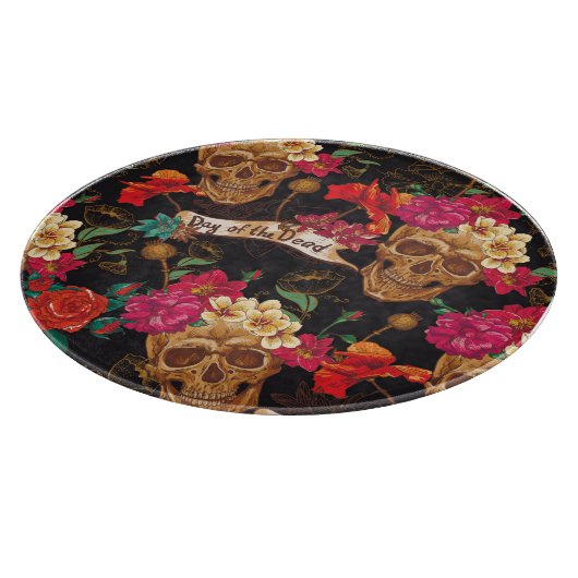 Schedel Bloemen Dag Dode Achtergrond Snijplank (Hoek)