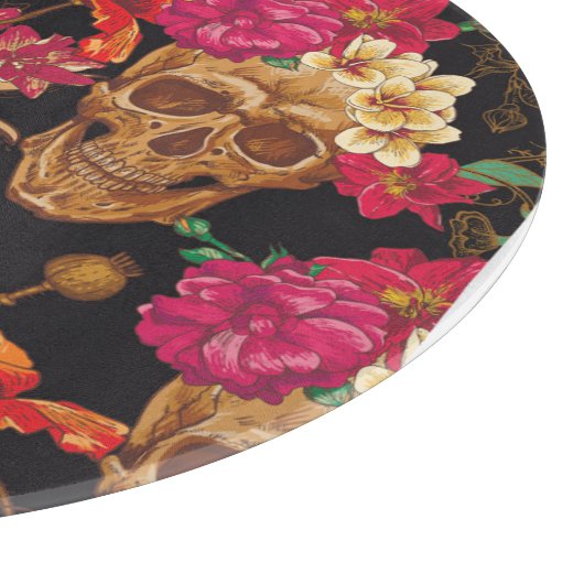 Schedel Bloemen Dag Dode Achtergrond Snijplank (Hoek)