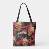 Schedel Bloemen Dag Dode Achtergrond Tote Bag (Achterkant)