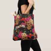 Schedel Bloemen Dag Dode Achtergrond Tote Bag (Dichtbij)