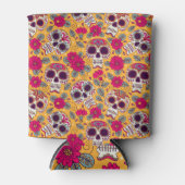 Schedel bloemen: Mexicaanse dag achtergrond Blikjeskoeler (Voorkant)
