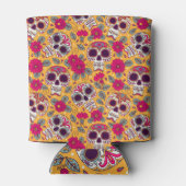 Schedel bloemen: Mexicaanse dag achtergrond Blikjeskoeler (Achterkant)