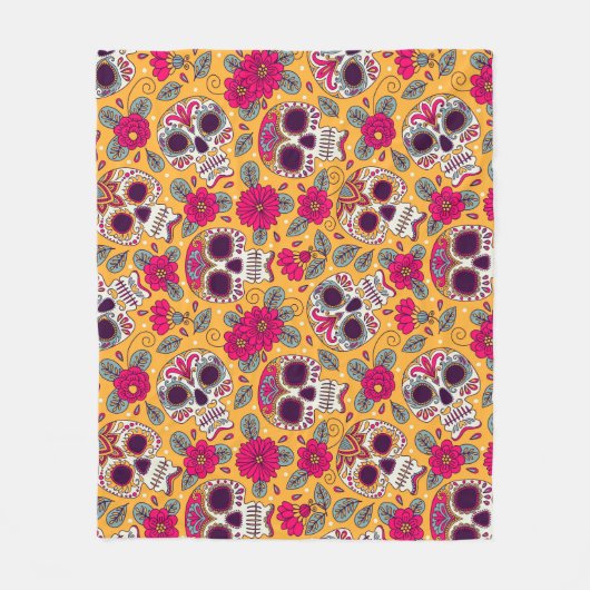 Schedel bloemen: Mexicaanse dag achtergrond Fleece Deken (Voorkant)
