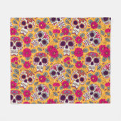 Schedel bloemen: Mexicaanse dag achtergrond Fleece Deken (Voorkant (Horizontaal))