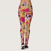 Schedel bloemen: Mexicaanse dag achtergrond Leggings (Achterkant)