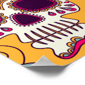 Schedel bloemen: Mexicaanse dag achtergrond Poster (Hoek)