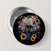 SCHEDEL BLOEMEN RONDE BUTTON 7,6 CM (Voorkant /achterkant)