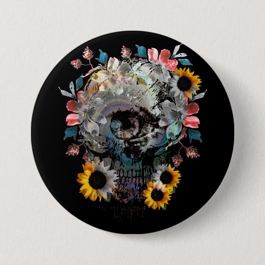SCHEDEL BLOEMEN RONDE BUTTON 7,6 CM (Voorkant)