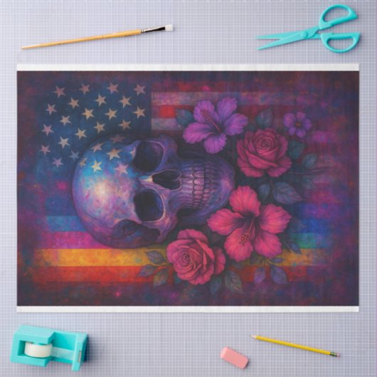 Schedel & bloemen & vlaggen Decoupage Papier – LGB (Craft)