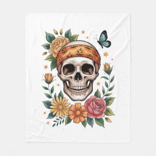 Schedel Bloemrijk Halloween Spoken Fleece Deken