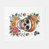 Schedel Bloemrijk Halloween Spoken Fleece Deken (Voorkant (Horizontaal))
