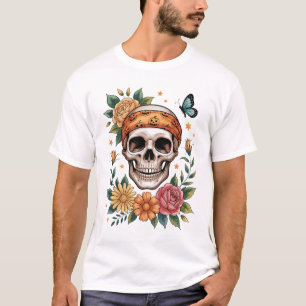 Schedel Bloemrijke Halloween Griezelig T-shirt